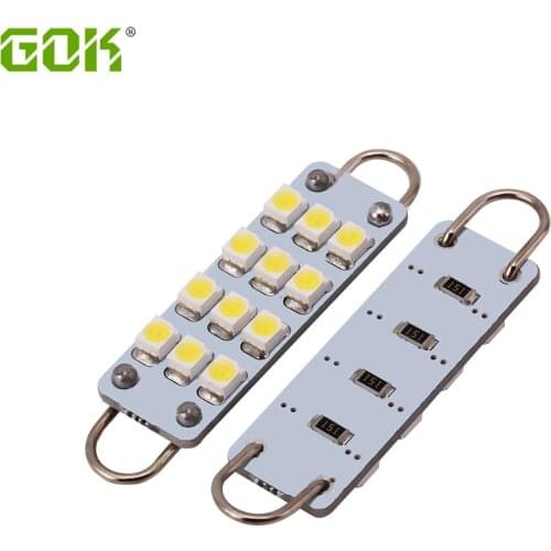 2pcs/lot Car Led light Loop White Festoon led 44mm 12SMD 1210 LED Bulb For Door Lights c5w led Dome Light Interior Lighting