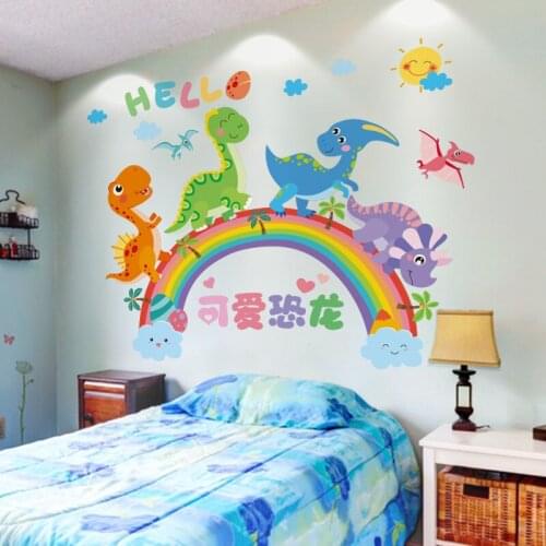 4 Kinds Cartoon Wall Stickers for Kids Room Decoration Nursery Dinosaur Car Balloon Animals Stickers Decals Cute Wallpapers