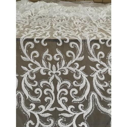 African Lace Fabric Embroidery Beaded Lace Fabric With SYJ-318689 For Wedding Dress