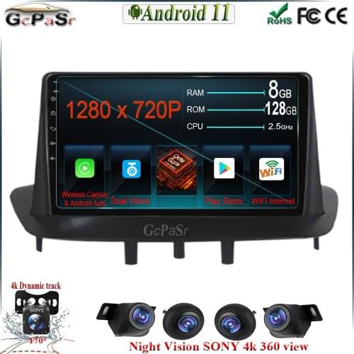 Android 11 For Renault Megane 3 Fluence 2008-2014 With 4G WIFI DSP OBD Carplay android auti 360 camera 1280*720 screen