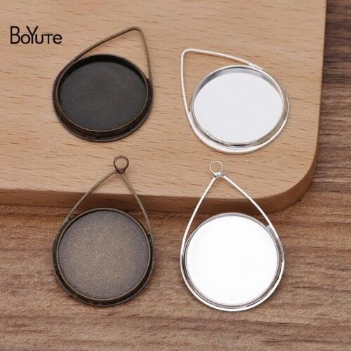 BoYuTe (10 Pieces/Lot) Metal Brass Water Drop Blank Pendant with 20MM Cabochon Base Tray DIY Jewelry Making Materials
