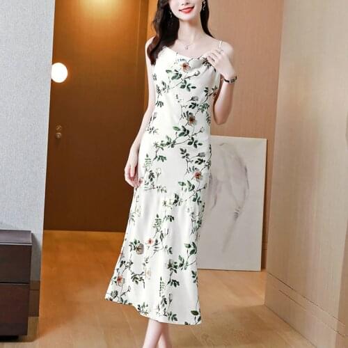 Floral Print Boho Maxi Dress Sling Sexy Lady 2021 Summer Fashion New Elegant Long Dress Women Beach Dresses Female Dresses