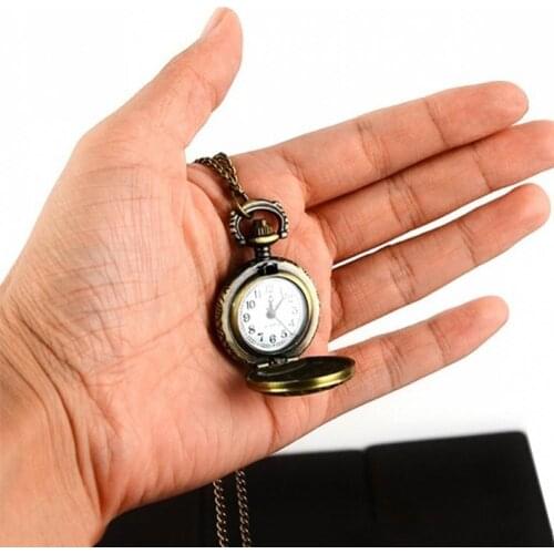 40% Dropshipping!!Retro Vintage Steampunk Quartz Necklace Carving Pendant Chain Clock Pocket Watch