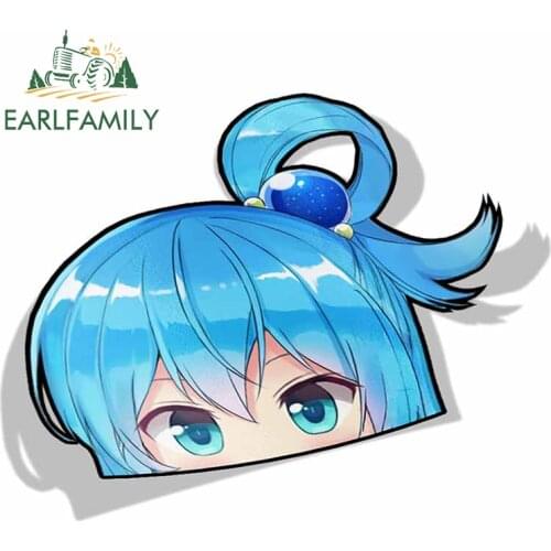 EARLFAMILY 13cm x 10.2cm Aqua Kono Subarashii Sekai Ni Shukufuku Wo Peeker Peek Anime Vinyl JDM Car Stickers Cartoon Decal
