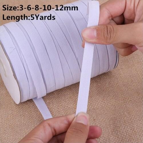 3//6/8/10/12mm 5 Yards/lot Hight Elastic Bands Spool Sewing Band Flat Elastic Cord White and Black Diy Handmade Accessories