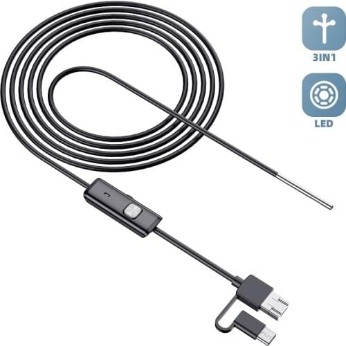 3.9mm 720P 3in1 USB Endoscope Camera for Android OTG CMOS Borescope Digital Microscope Otoscope 3M