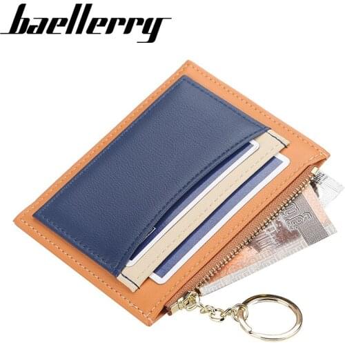 Baellerry Card Holder Women Soft Leather Key Chain Bag Small Card Wallets Female Organzier Mini Credit Card Case Zipper Coin Bag