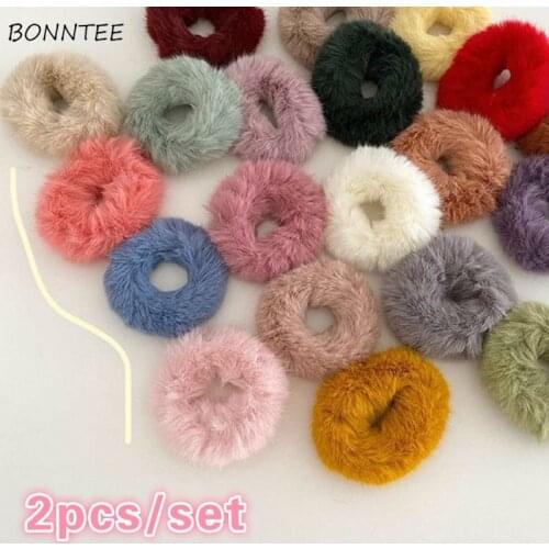 Headwear Women Lovely Elastic Hair Bands Winter Solid Daily Ponytail Kawaii Accessories for Girl All-match BF Adult Candy Colors