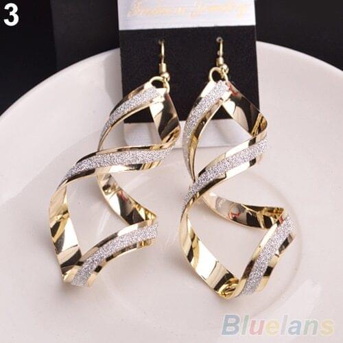 Hot Latest Womens Vintage Alloy Dull Polish Spiral Drop Hook Dangle Eardrop Earrings Jewelry 7FBH BCY2