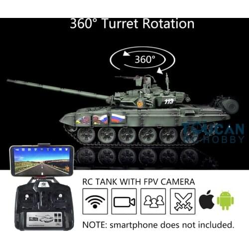 Heng Long 1/16 Green 7.0 Upgraded FPV Russia T90 RTR RC Tank 3938 W/ 360° Turret TH17884-SMT4