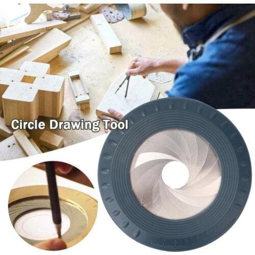 Round Stainless Steel Compas Rotary Flexible Circle Drawing Tool Adjustable Size Circular Ruler Woodworking Tool Professional