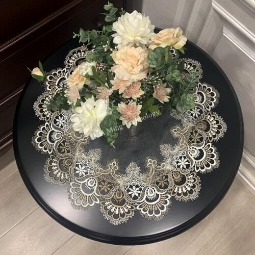 Embroidered Warm large round tablecloth table cloth American art lace double yarn Transparent cover disc table mat cover HM98