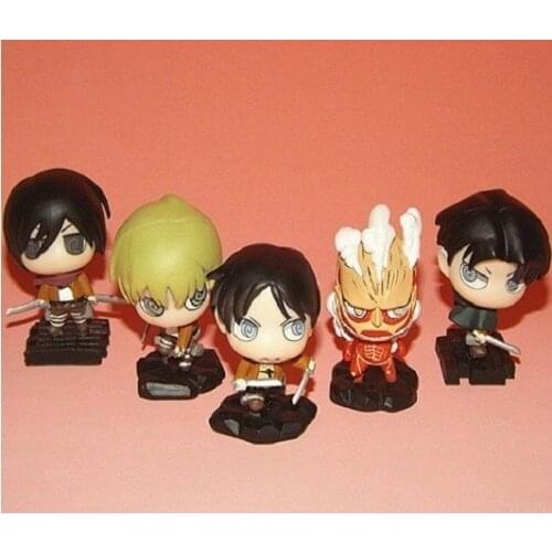 Hot-selling 5pcs/lot pvc Japanese anime figure Attack on Titan Q version action figure collectible model toys brinquedos