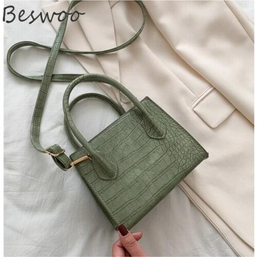 Fashion Trend Shoulder Bag Leather Stone Pattern Crossbody Bag Crocodile Zipper Solid Retro Small Square Bag Womens Handbags