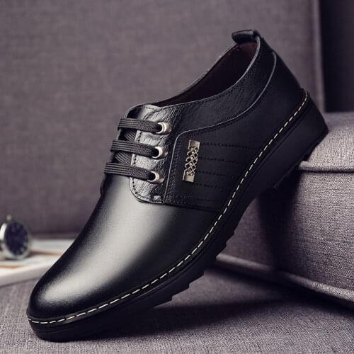 Mens real leather shoes trend all-match Dress shoes male breathable casual shoes British black business Genuine leather shoes