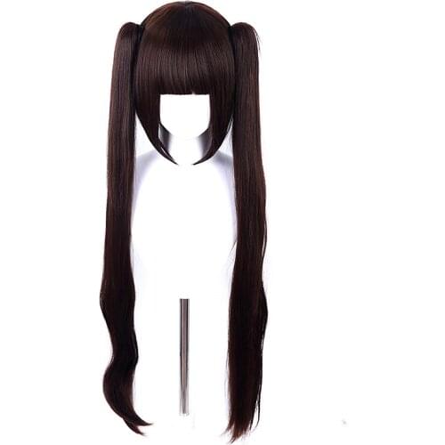 2021 Nekopara ChocolaChocolate Cosplay Wig 80cm long twin-tail hair Matte Synthetic Heat Resistant Fiber