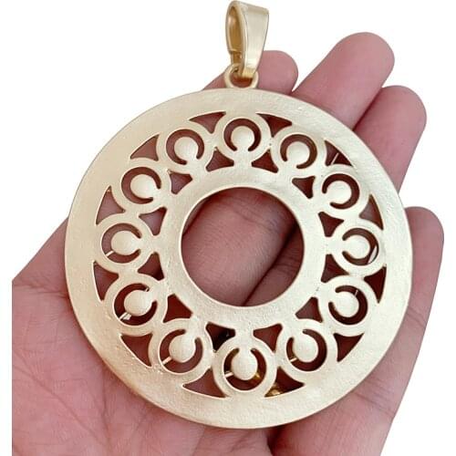 1 x Matt Gold Large Boho Open Hollow Circle Round Charms Pendants for Necklace Jewelry Making Accessories 82x64mm