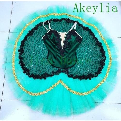 Black Green Ballet Tutu performance pre- professional classical ballet tutus La Esmeralda pancake tutu girls nutcracker dress