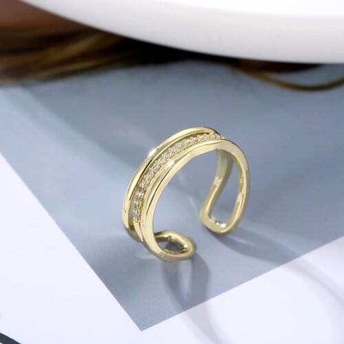 Romantic Temperament Inlaid Zircon Double Opening Ring For Woman 2021Fashion Korean Finger Set Jewelry Party Girls Unusual Ring