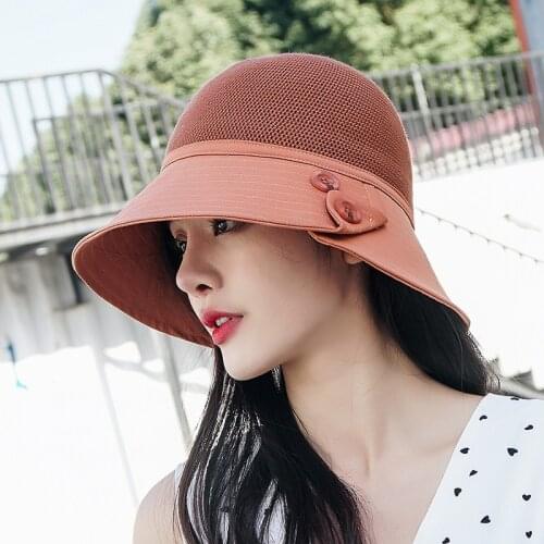 New stitching breathable fisherman hat female spring, summer and autumn tide brand sun protection breathable face small hat