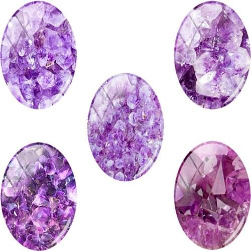 JWEIJIAO New Women Gems Druzy Simple Pattern 18x25mm Oval Shaped Glass Cabochon Dome Flat Back DIY Handmade Jewelry Making DR142