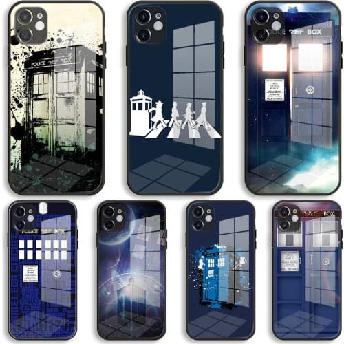 Tardis Soft Glass Silicone Case For iPhone 12 11 Pro X XS Max XR 8 7 6 Plus SE 2020 S Mini Balck Cover