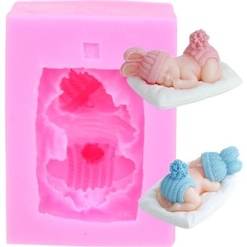 Sleeping Baby Shape Mould Party Cake Decoration Tool DIY Making Candy Fondant Silicone Mold 3D Craft Clay Soap Candle Mould