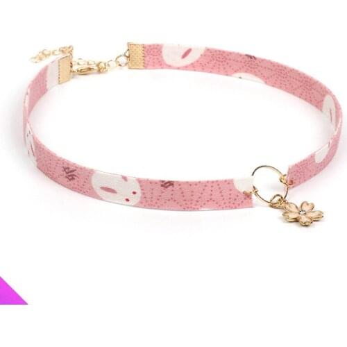 Cherry Blossom Pendant Clavicle Collar Retro Necklace Women Mens Neck Jewelry Fabric Bohemian Necklace 3 New 2021