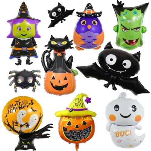 Halloween Pumpkin Ghost Balloons Bat Spider Skull Pumpkin Globos Kids Toys Foil Air Balloons Halloween Party Decoration Supplies