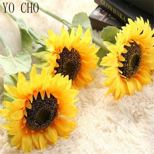 YO CHO High Quality Lifelike Artificial Sunflower Silk Flower Home Garden Verandah Bedroom Office Party Flower Wall Decoration