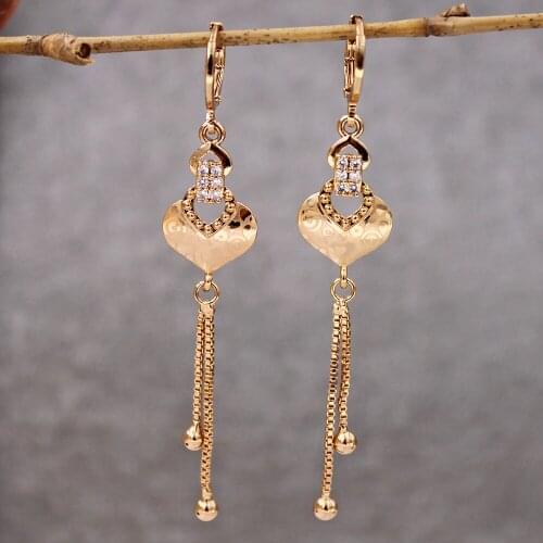 Fashion Luxury Drop dangle Earrings Women 's earrings Trendy Fashion Gold heart Earrings for womens white Zircon Jewerly gift