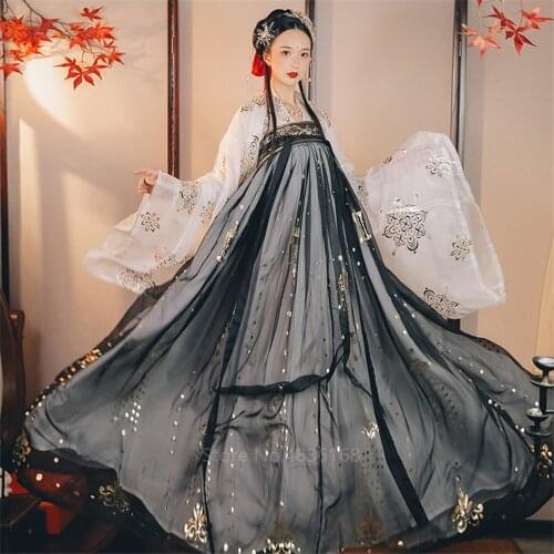 Ancient Chinese Fairy Cosplay Hanfu Dress for Women Vintage Tang Suit Girl Princess Costume National Folk Long Dance Skirt Black