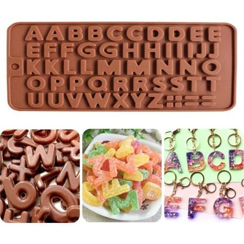 1Pc Liquid Silicone Mold 3D English letter Number Resin Kitchen DIY Mold For Chocolate Non-stick Candy Cake Baking Decor Moulds
