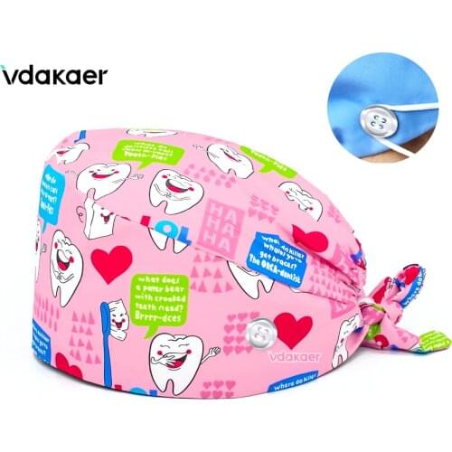 100% cotton Protect your teeth work caps, care for your teeth hygiene pattern printing men and women dustproof work caps