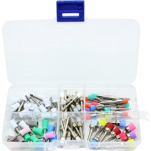 100pcs/set Dental Polishing Brush Polisher Prophy Rubber Cup Latch Colorful Nylon Bristles Dentist Tools Instrument Dental Lab