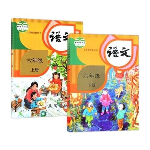 2 Books China Student Schoolbook Textbook Chinese PinYin Hanzi Mandarin Language Book Primary School Grade 6