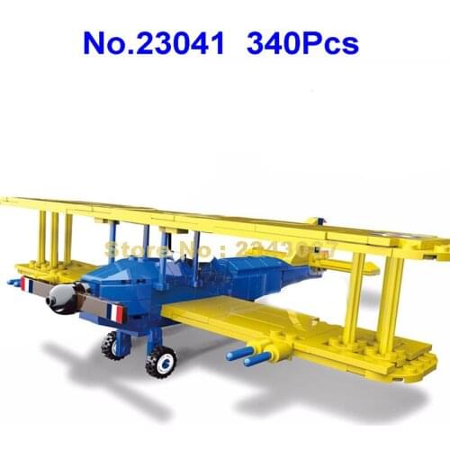 23041 340pcs Military Ww2 World War France Stearman Pt-17 Kaydet Plane 2 Air Force Building Block Toy