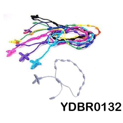 36pcs/lot Mix colors handmade cord knotted cross rosary bracelet rope hand knitted spanish fashion jewelry free shipping