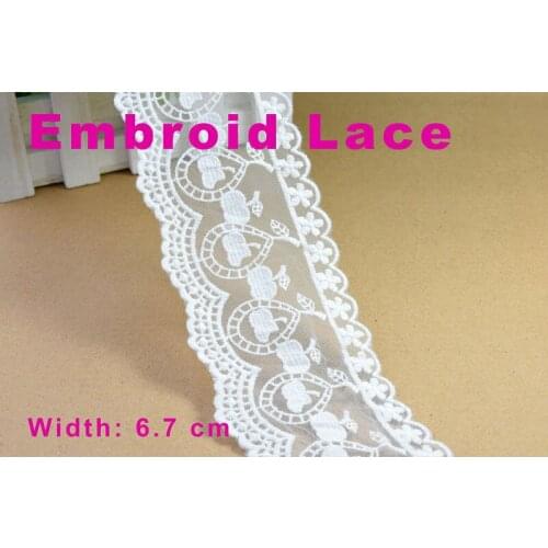 6.7cm width Cotton embroid lace sewing ribbon guipure trim or fabric warp knitting DIY Garment Accessories free shipping#3055