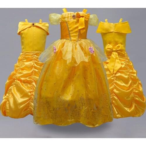 Girls Birthday Ball Gown Solid Color Sleeveless Girls Costumes Long Dresses New Year Christmas Gift Cosplay Belle Princess Dress