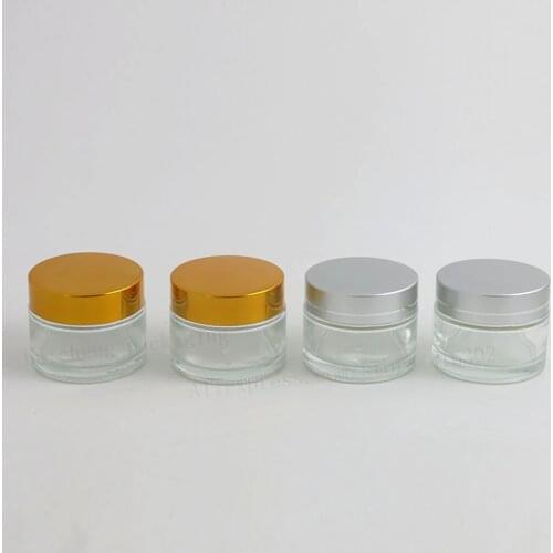 12 x 50g Clear Glass Jar Pot Skin Care Cream Refillable Bottle Cosmetic Container MakeupTool With Plastic Lid For Travel Packing