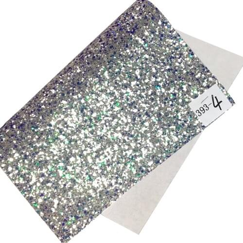Silver Sequins Multicolored Shiny Chunky Glitter Faux Leather Fabric Sheet for Making Shoe/Bag/Decoration/Hair Bow/Craft