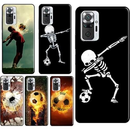 Fire Football Skeleton Soccer Ball Case For Xiaomi Redmi Note 10 Pro 7 8 9 Pro Note 9S 8T Cover For Redmi 9 9A 9C 9T 7A 8A