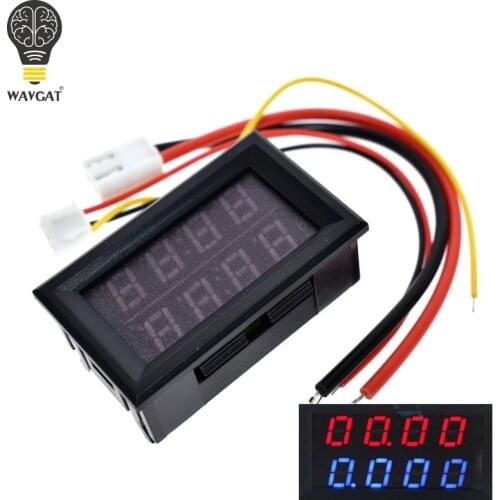 WAVGAT 0.28 Inch Digital DC Voltmeter Ammeter 4 Bit 5 Wires DC 200V 10A Voltage Current Meter Power Supply Red Blue Dual Display