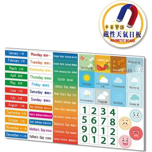 Kids Calendar Magnetic Board Educational Toy Chart Weather Year Emotional Expressions Home