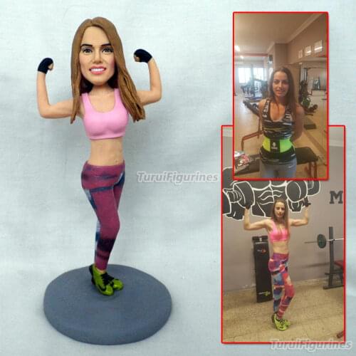 Fitness instructor gymnasium coach recast mini figure statue from photo birthday gifts figura sculpture custom made souvenir