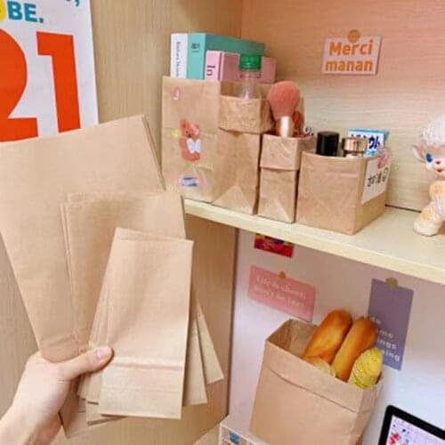 INS Oil-Proof Kraft Paper Storage Bag Retro Cosmetic Storage Box