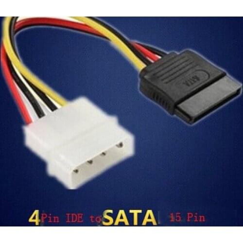 High Quality 100pcs/lot 4-Pin Molex IDE to 15 Pin Serial ATA SATA HDD Power Adapter Cable Free Shipping