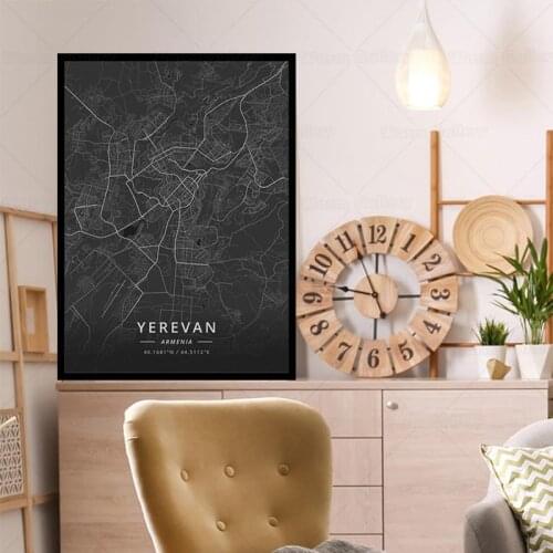 Armenia City Map The Yerevan City Map Poster HD Print Wall Art Canvas Nordic Landscape Painting for Home Decor