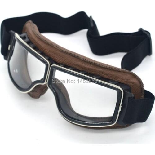 Genius Coffee Leather Vintage motorcycle goggles steampunk goggles coating sport sunglasses for harley vintage pilot